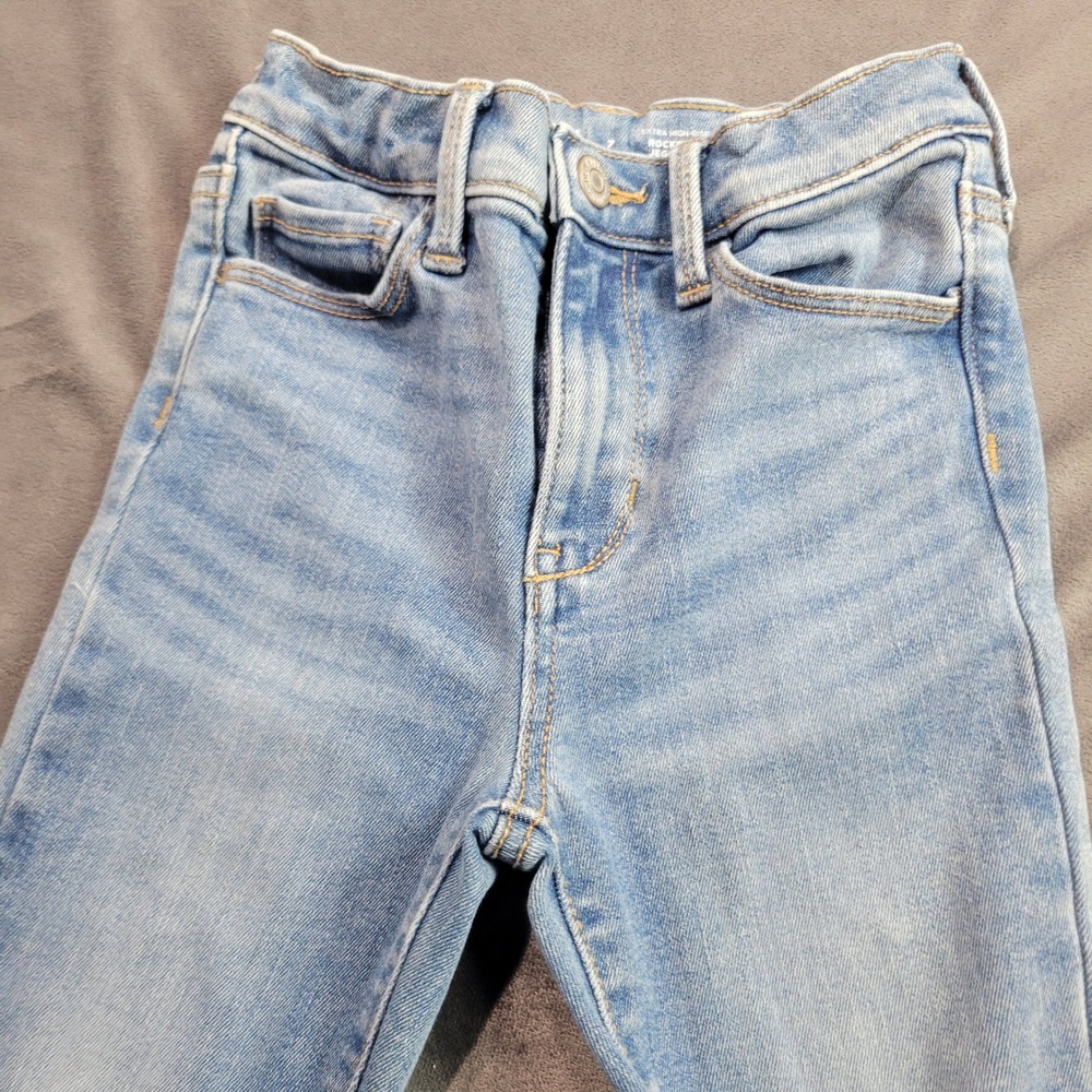 Old Navy Rockstar‎ Jeggings Kids 7 Extra High Rise Distressed Light Wash Skinny - Picture 4 of 7
